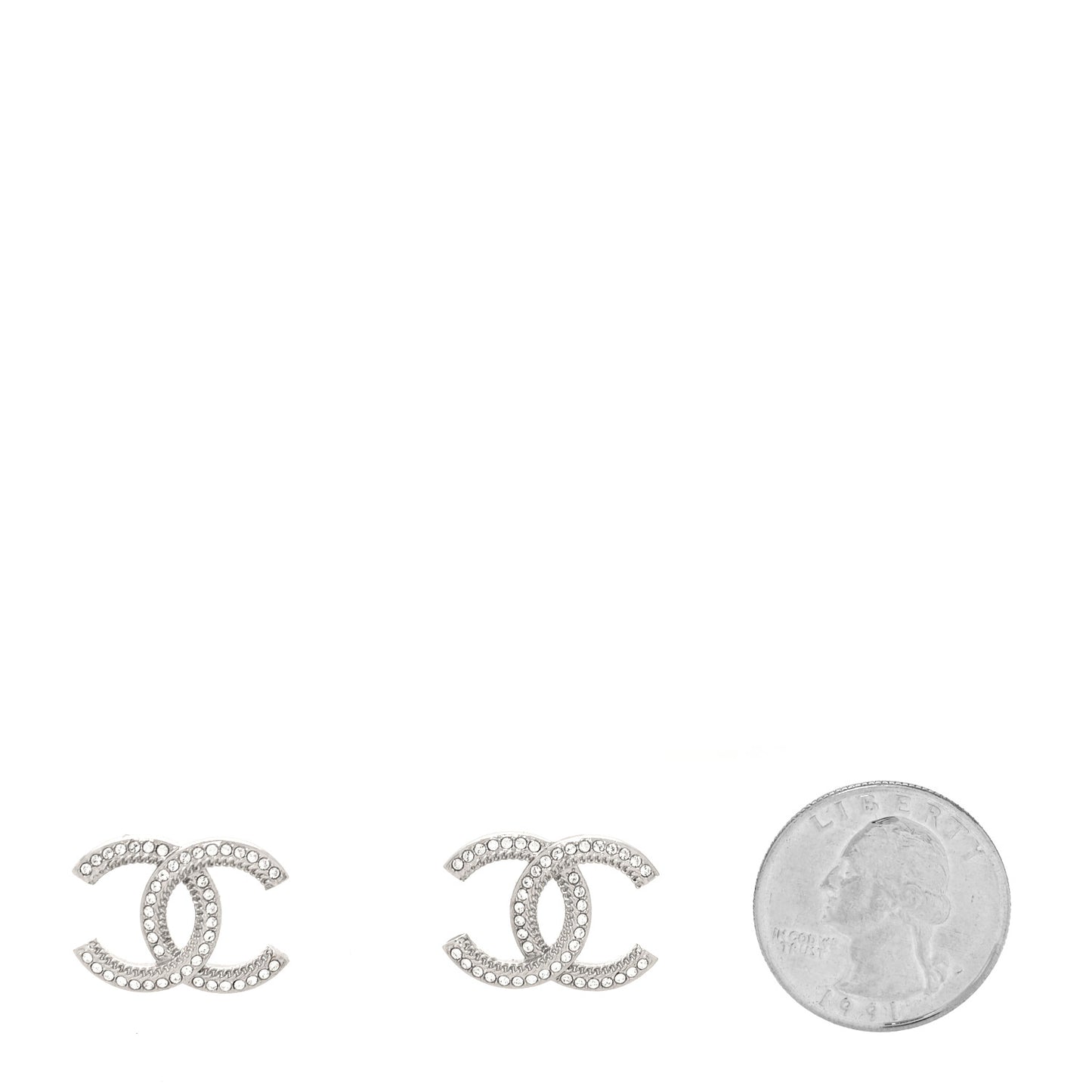 Crystal CC Earrings Silver