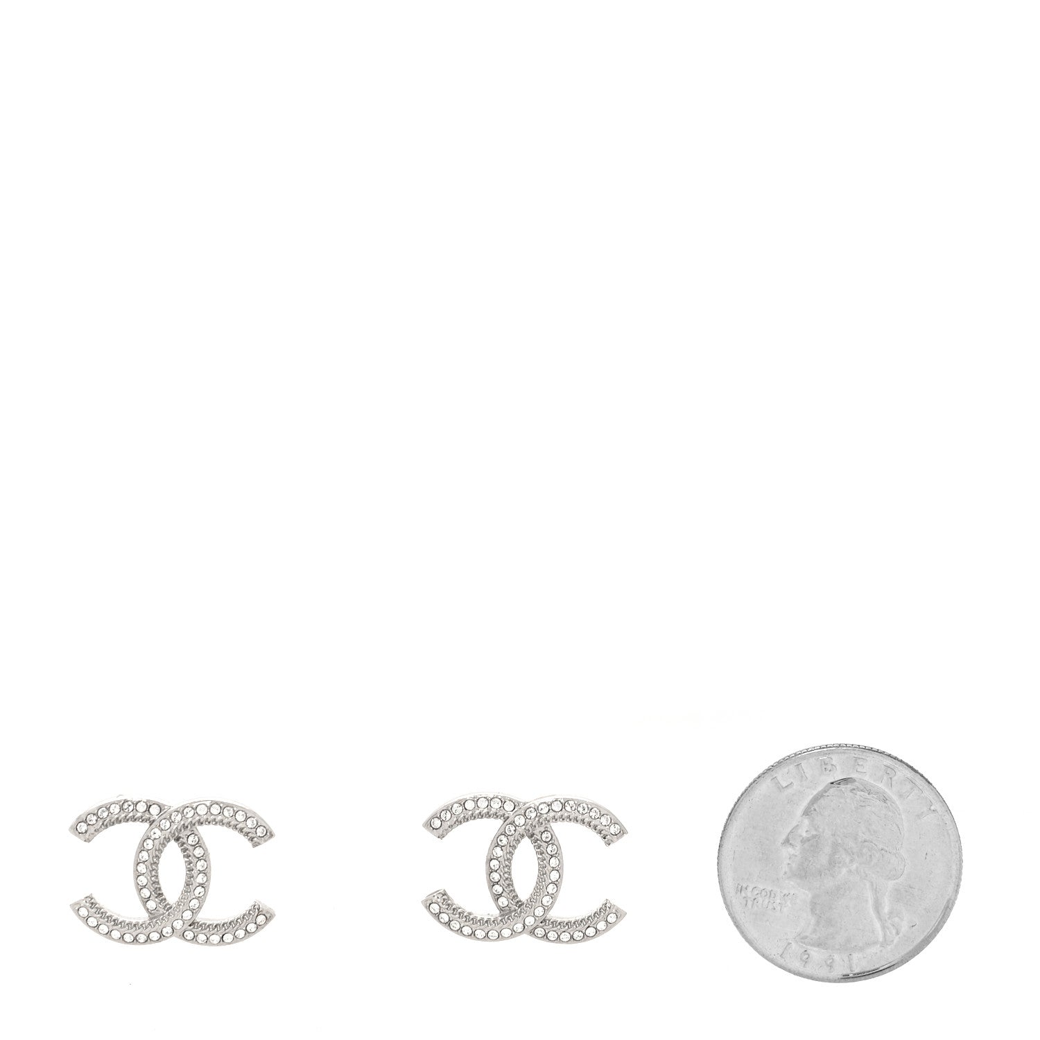 Chanel Crystal CC Earrings Silver 2 of 4