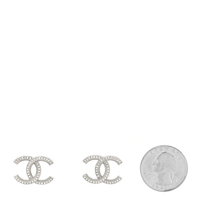 Chanel Crystal CC Earrings Silver 2 of 4