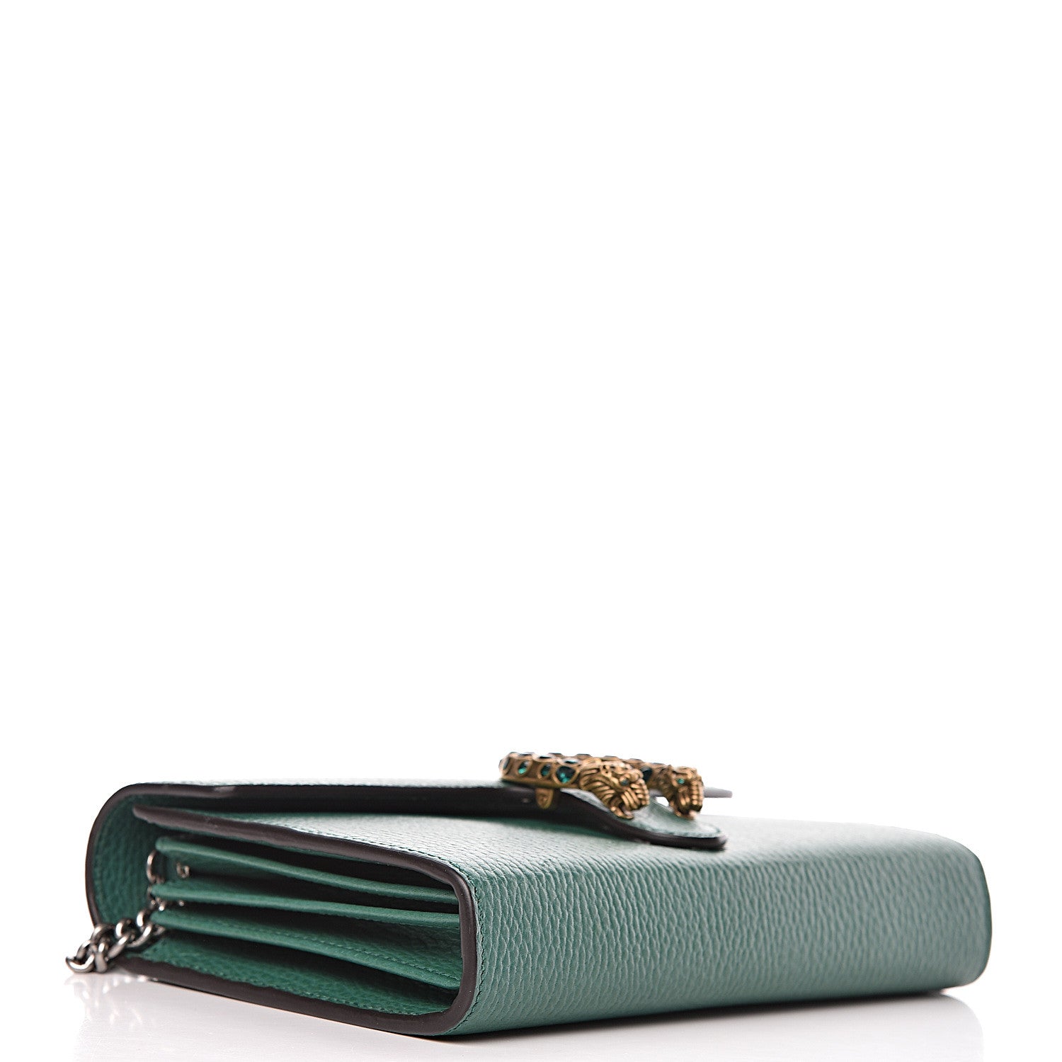 Gucci Calfskin Mini Dionysus Chain Wallet Emerald 4 of 12