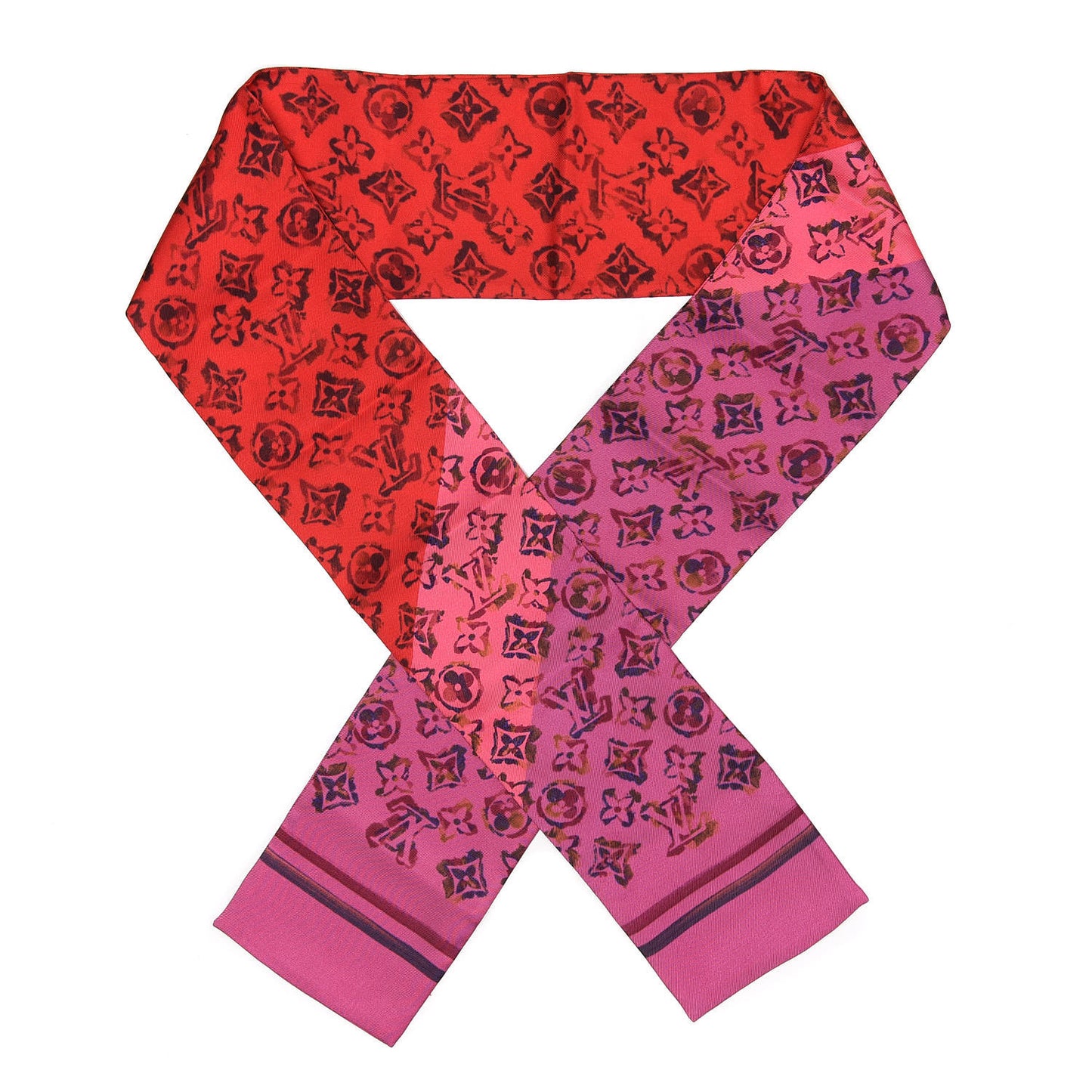 Silk Monogram Rainbow Giant Bandeau Coquelicot