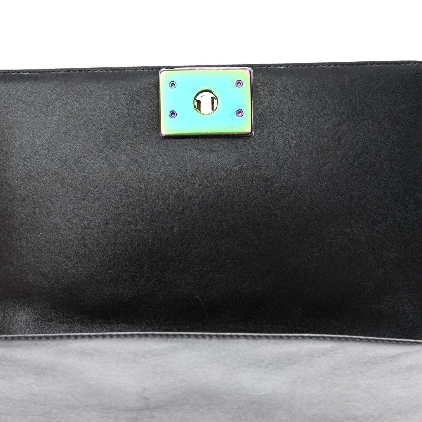 Lambskin LED Iridescent Metal Medium Boy Flap Black Multicolor