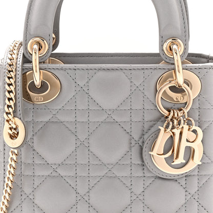 Christian Dior Metallic Lambskin Cannage Mini Lady Dior Grey 8 of 10