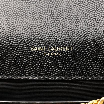 Saint Laurent Grain De Poudre Textured Mixed Matelasse Triquilt Medium Monogram Satchel Black 6 of 12