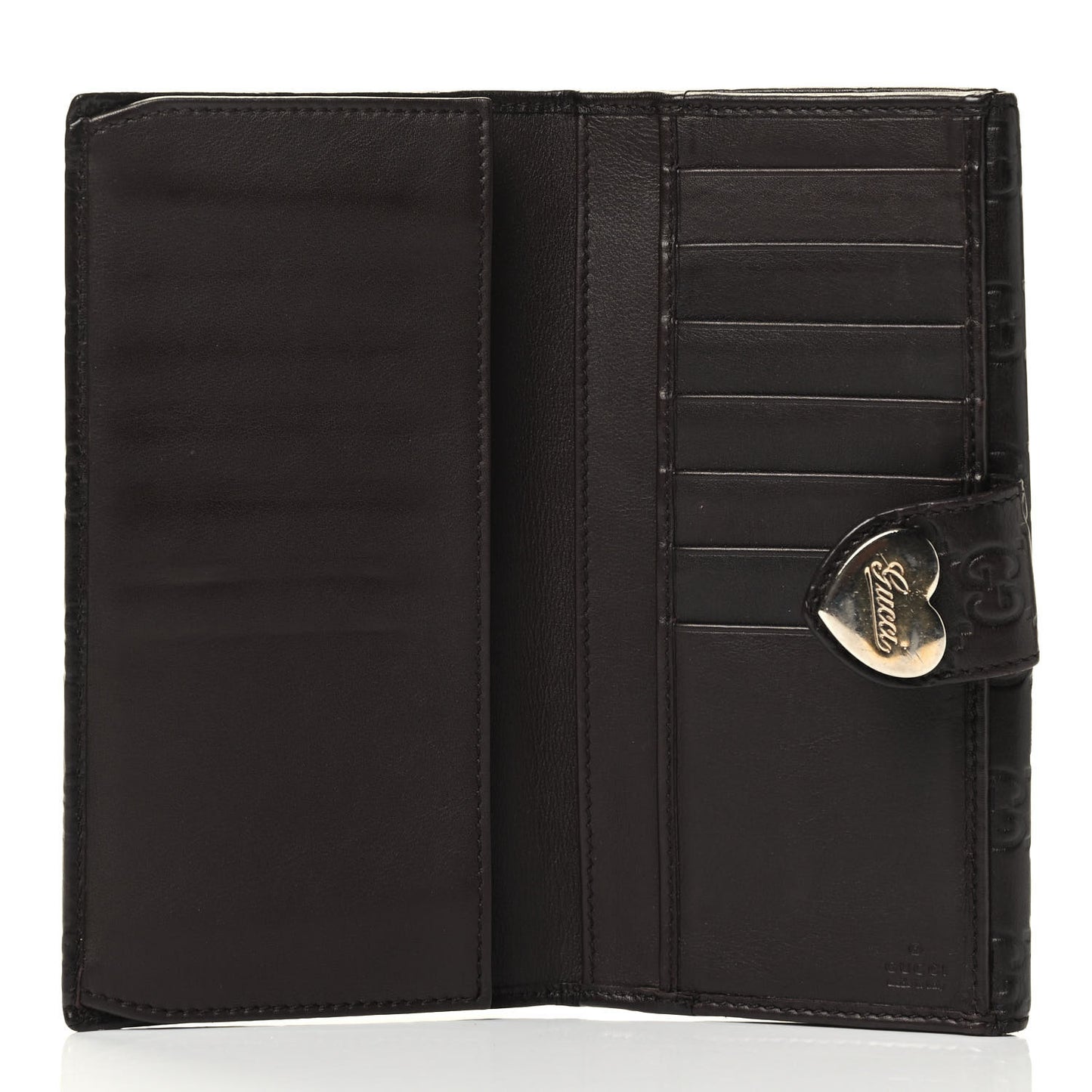 Guccissima Heart Continental Wallet Dark Brown