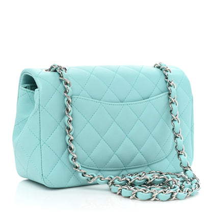 Chanel Lambskin Quilted Mini Rectangular Flap Light Blue 3 of 11
