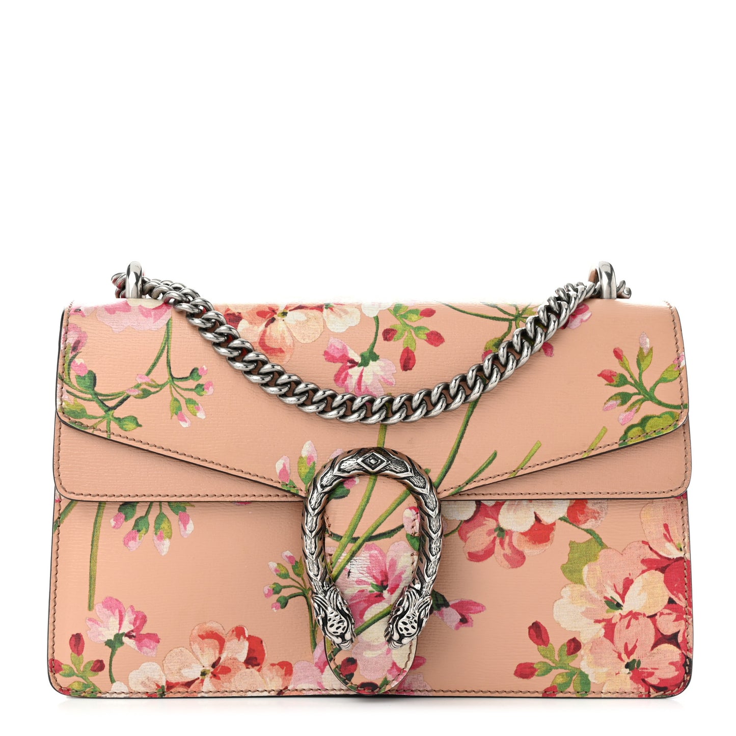 Calfskin Blooms Print Small Dionysus Shoulder Bag Pink Apricot Multicolor