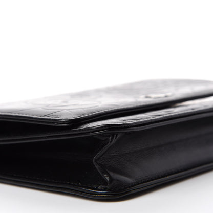 Chanel Lambskin Camellia Embossed Wallet on Chain WOC Black 6 of 12