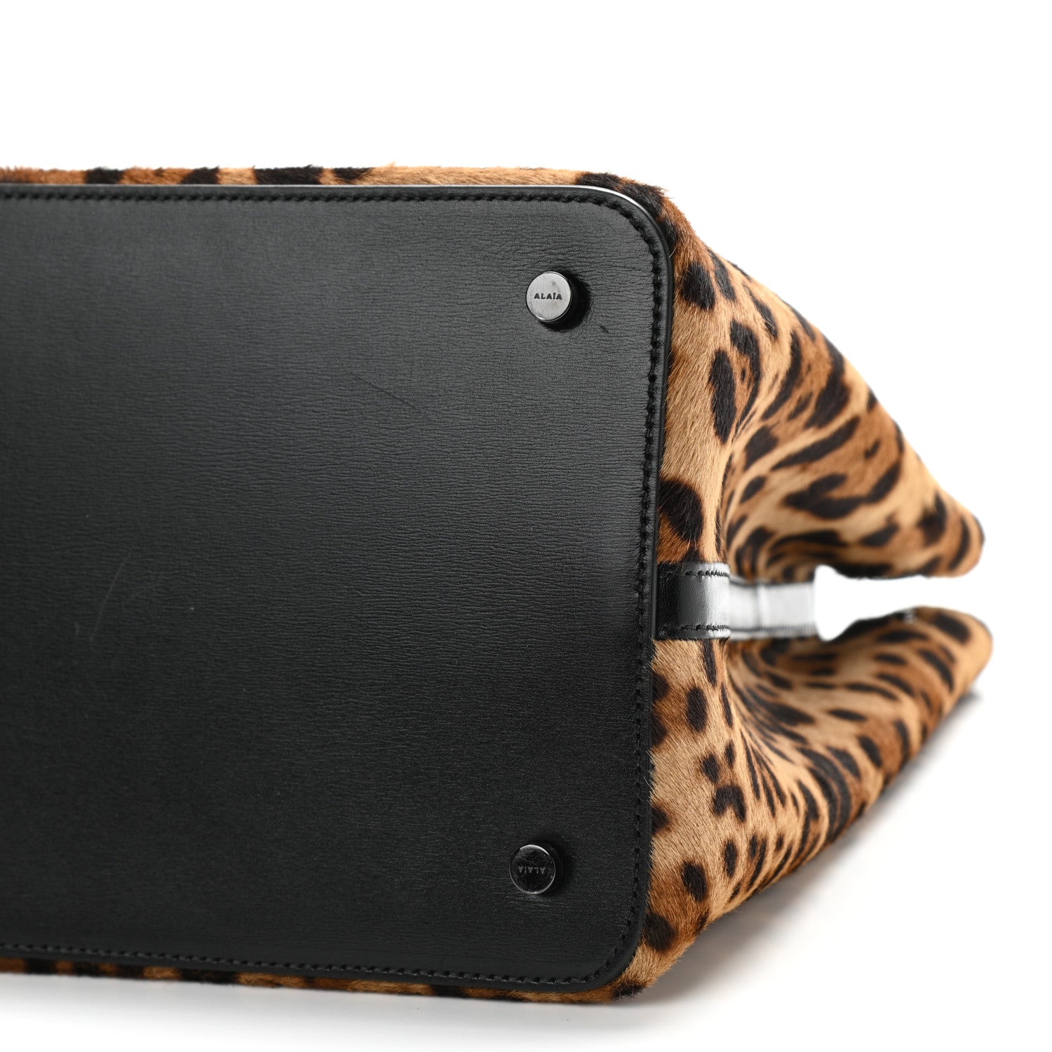 Alaia Faux Calf Hair Calfskin Leopard Print Mina 32 Bag Mordore Black 9 of 10