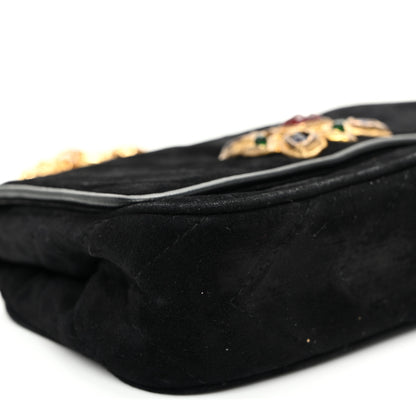 Chanel Suede Chevron Gripoix Quilted Flap Black 8 of 10