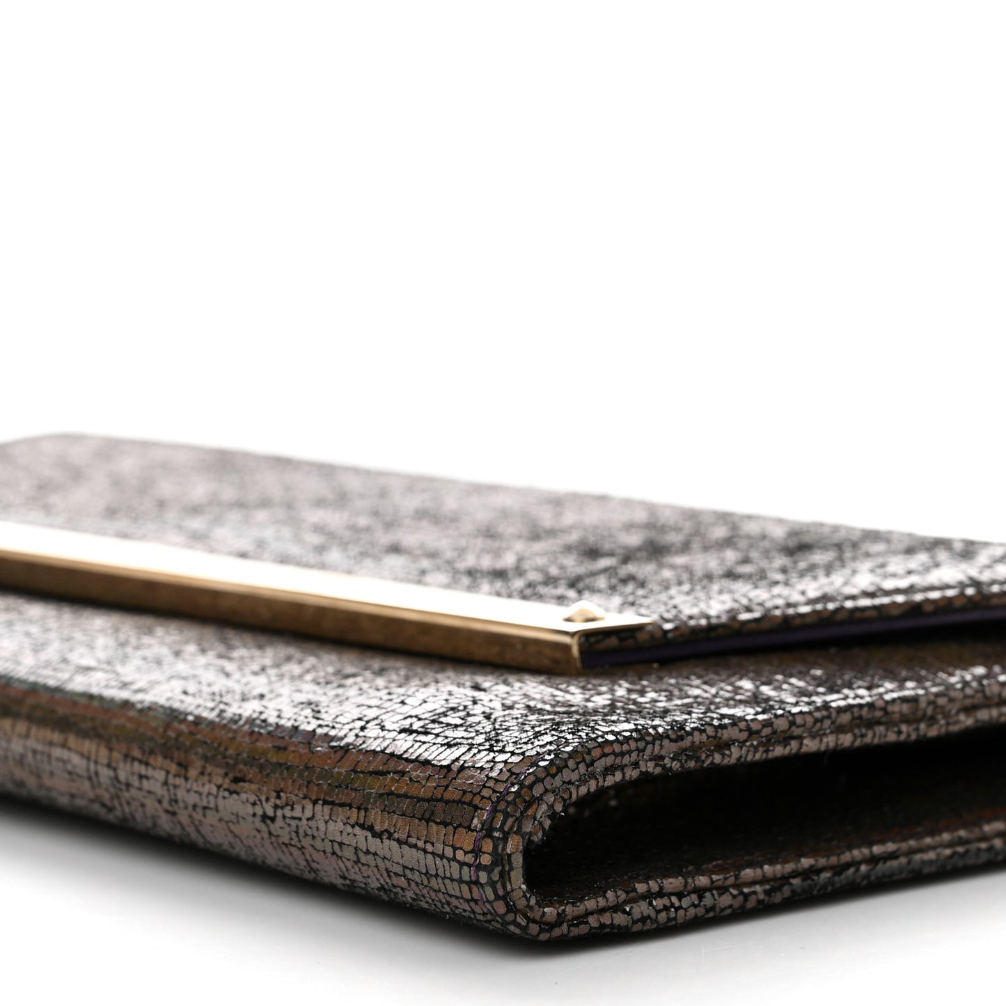 Holographic Calfskin Margot Clutch Gold Multicolor