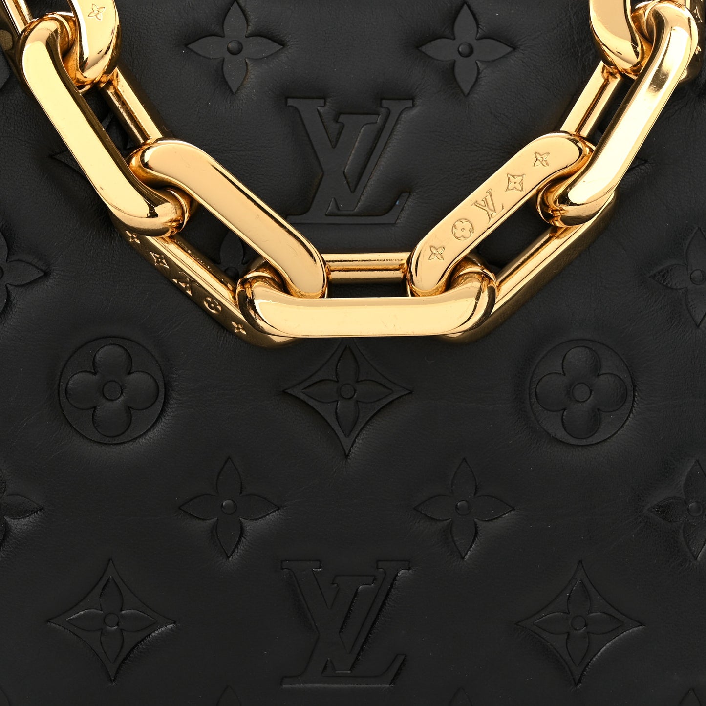 Lambskin Embossed Monogram Coussin BB Black