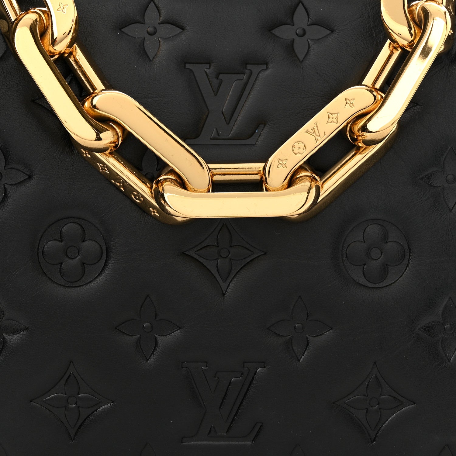 Louis Vuitton Lambskin Embossed Monogram Coussin BB Black 9 of 12