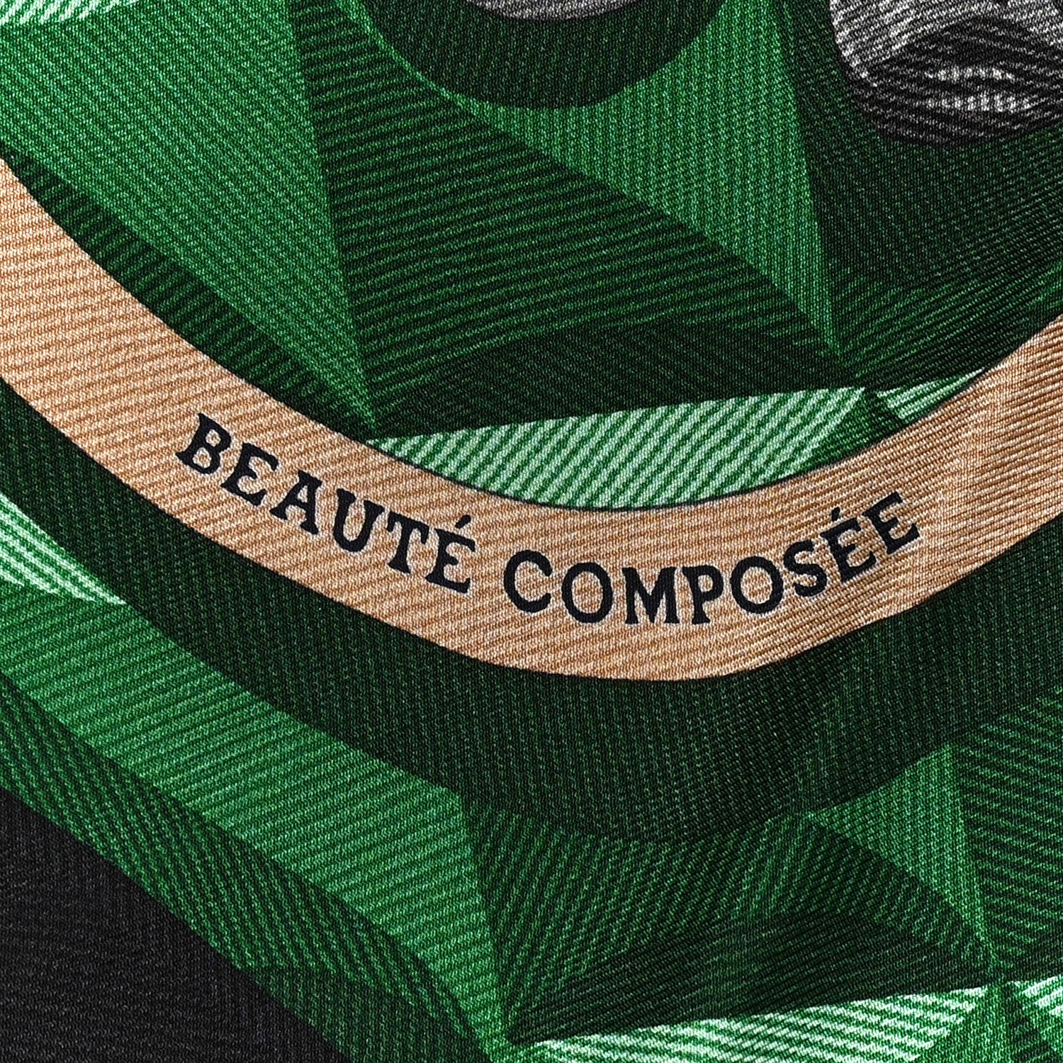 Hermes Silk Beaute Composee Scarf 90 Black Emeraude Multicolor 5 of 6