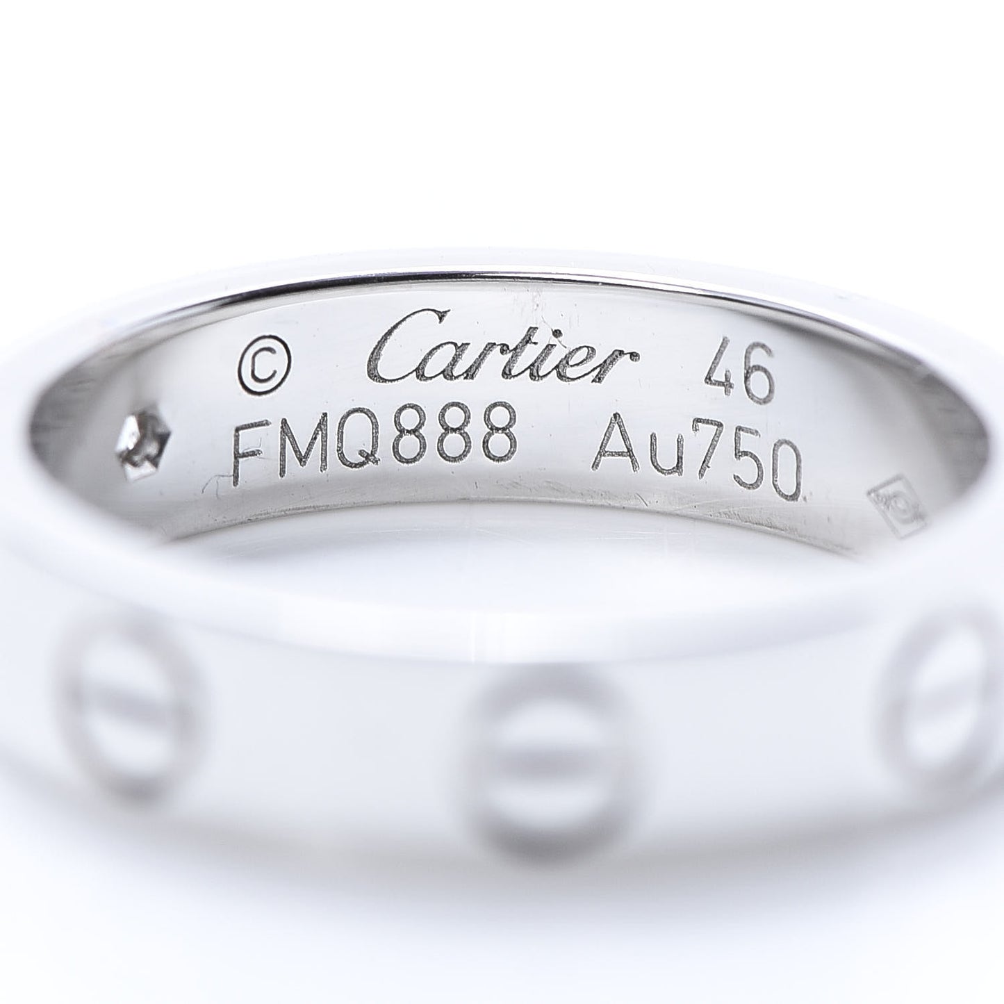 18K White Gold Diamond 4mm LOVE Wedding Band Ring 46 3.75