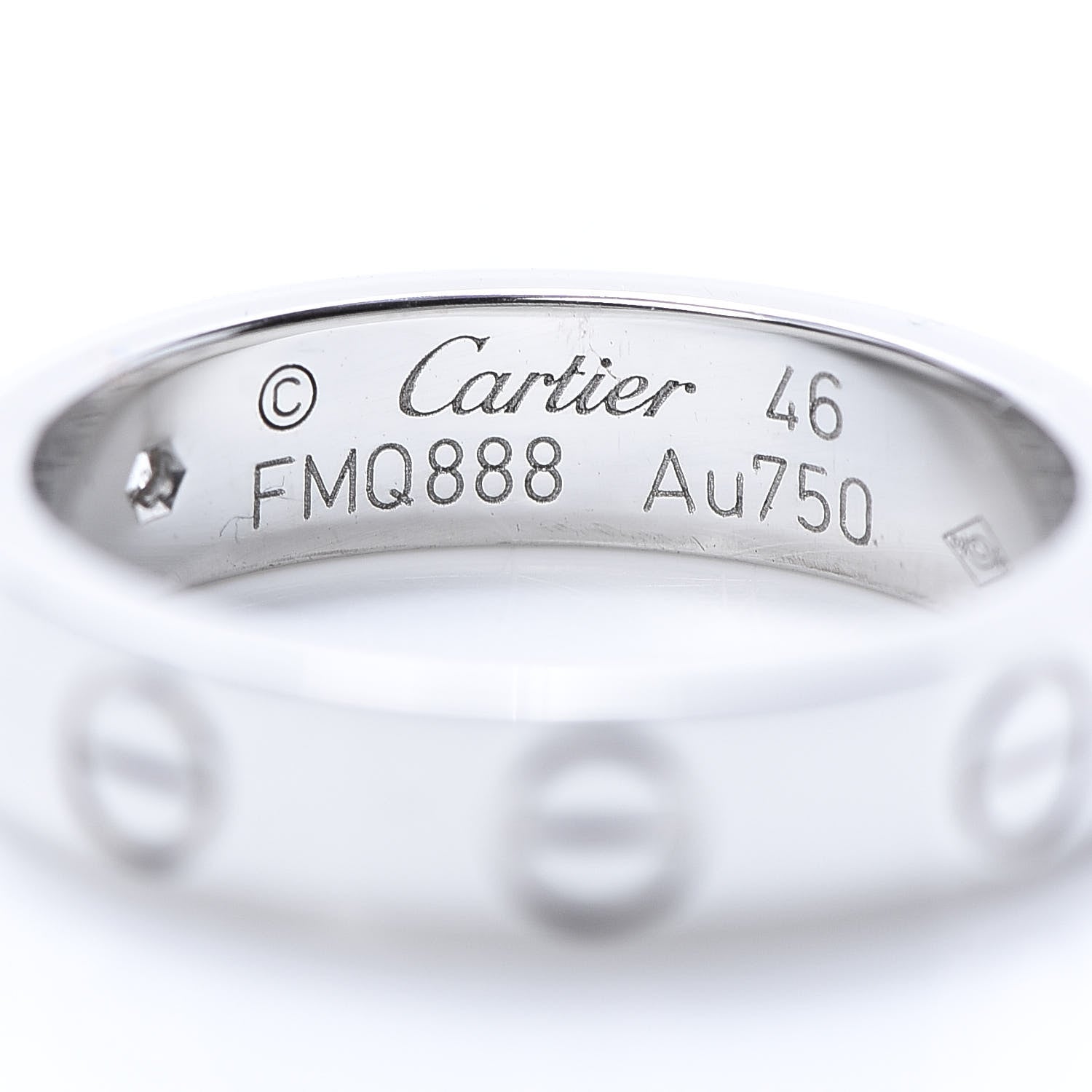 Cartier 18K White Gold Diamond 4mm LOVE Wedding Band Ring 46 3.75 4 of 5
