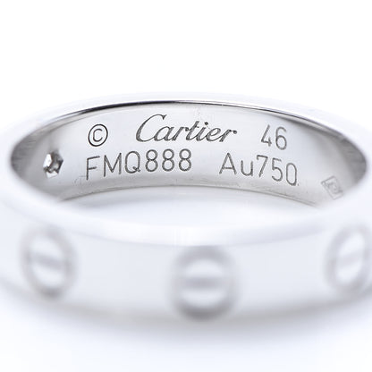 Cartier 18K White Gold Diamond 4mm LOVE Wedding Band Ring 46 3.75 4 of 5