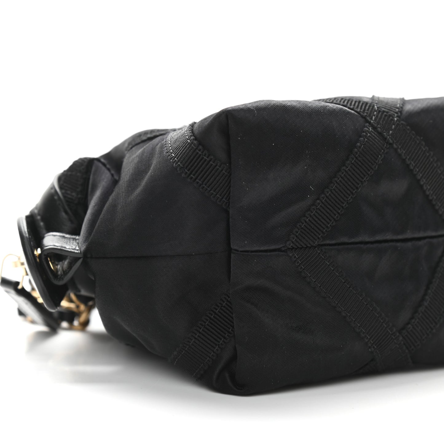Nylon Grosgrain Quilted Lifestyle Clutch with Chain Black