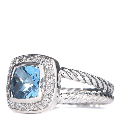 David Yurman Sterling Silver Diamond Blue Topaz 7mm Petite Albion Ring 52 6 3 of 5