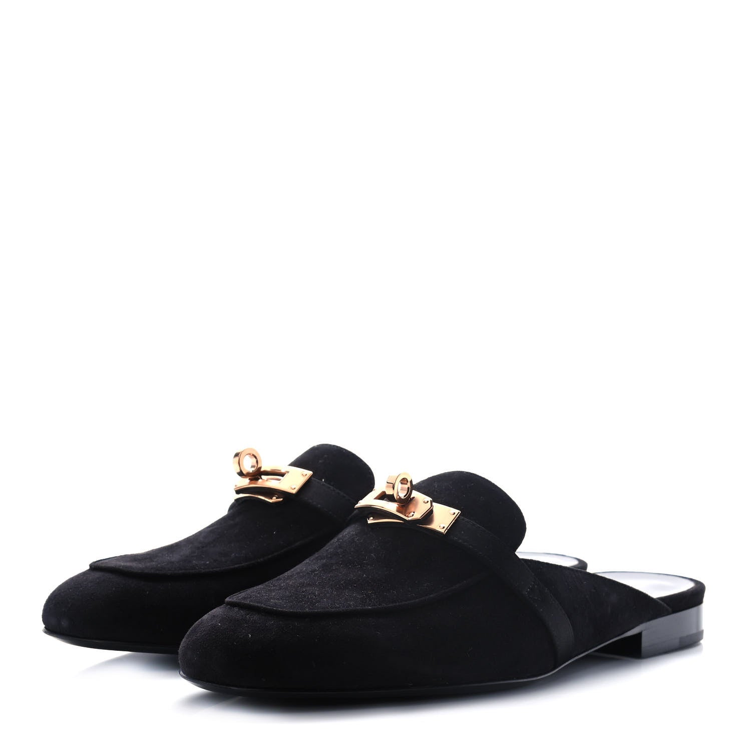 Hermes Suede Goatskin Oz Mules 38 Black 3 of 9