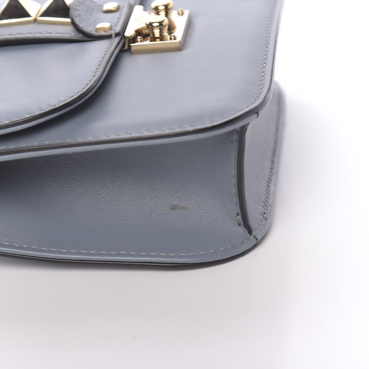 Vitello Small Glam Lock Rockstud Flap London Stone