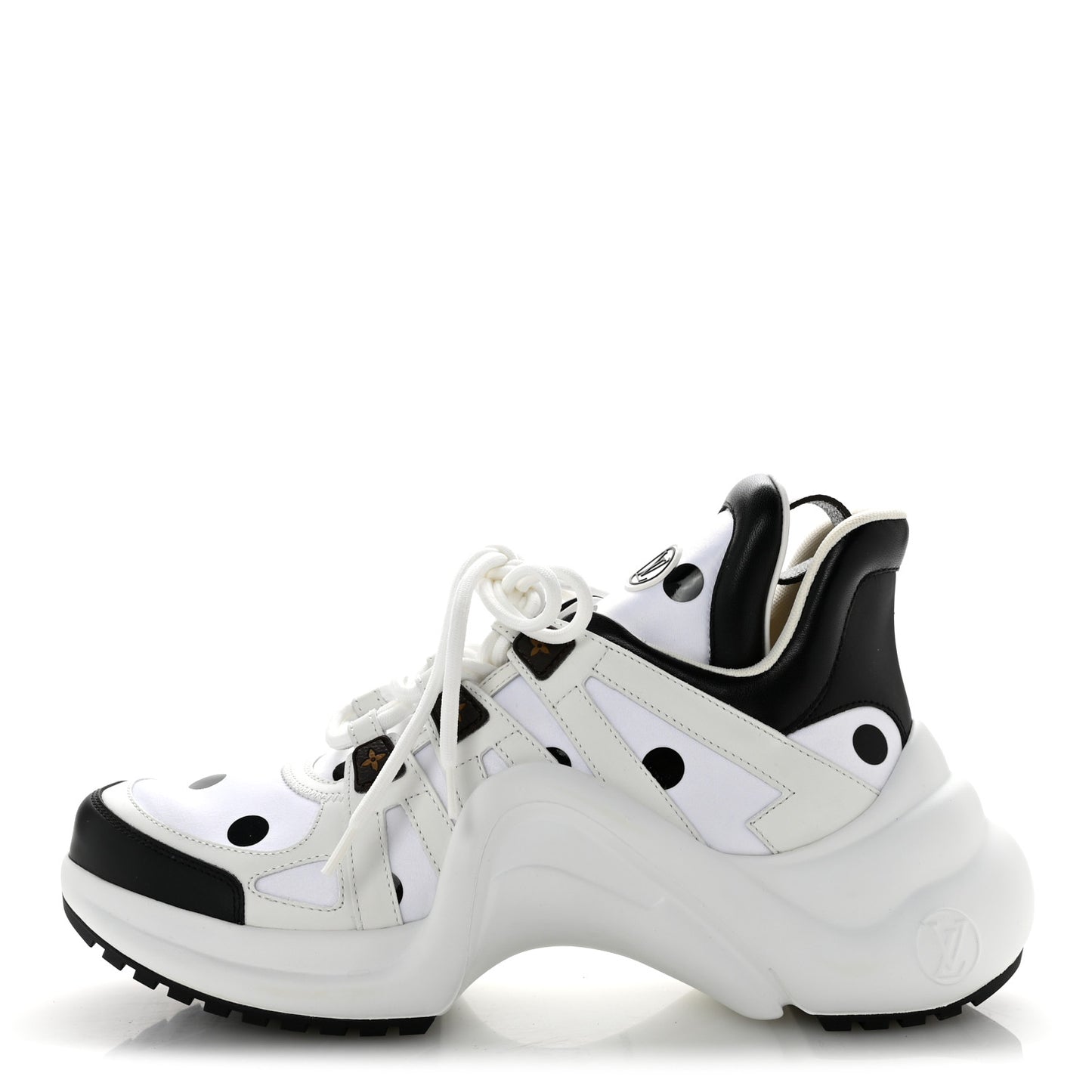 Calfskin Satin Printed Polka Dot Monogram LV Archlight Sneakers 39.5 White