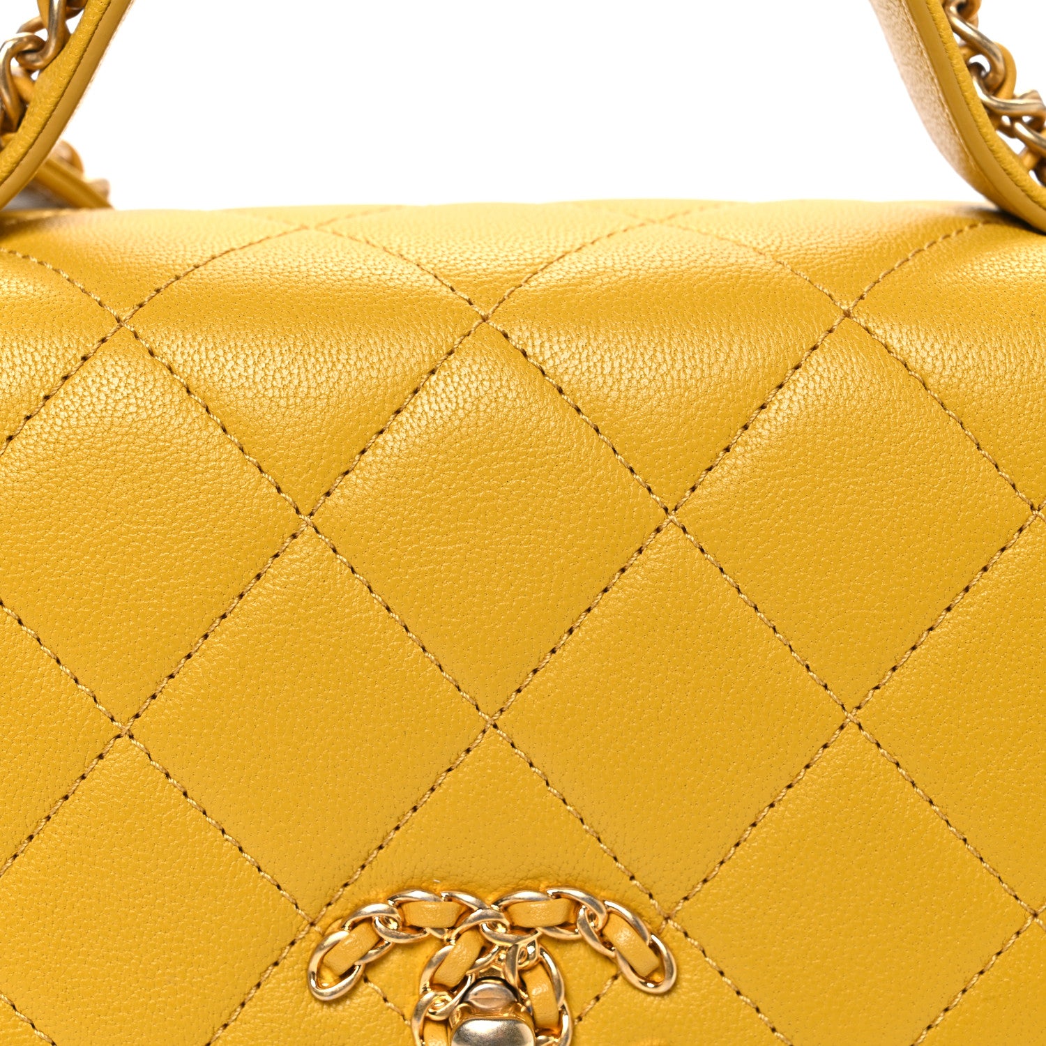 Chanel Lambskin Quilted Small Chain Infinity Top Handle Flap