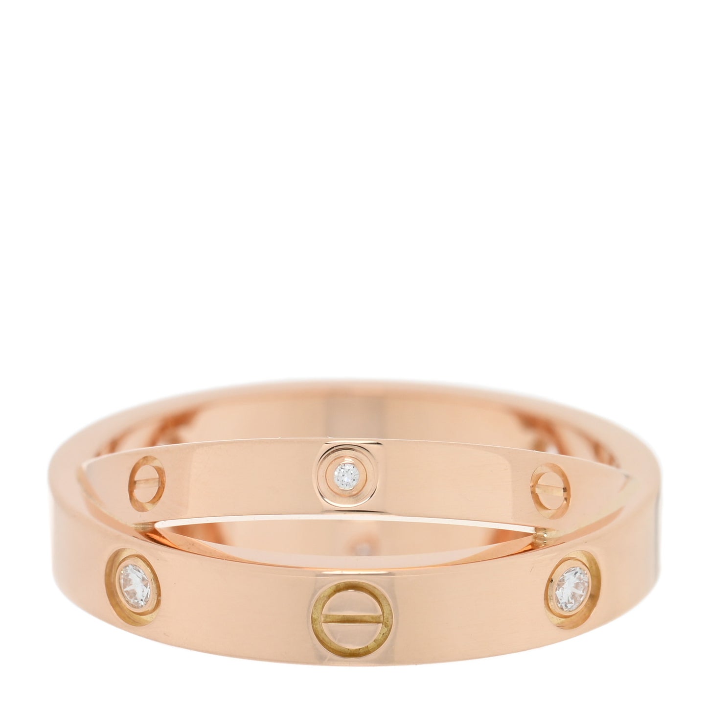 18K Pink Gold 6 Diamond LOVE Ring 51/5.75
