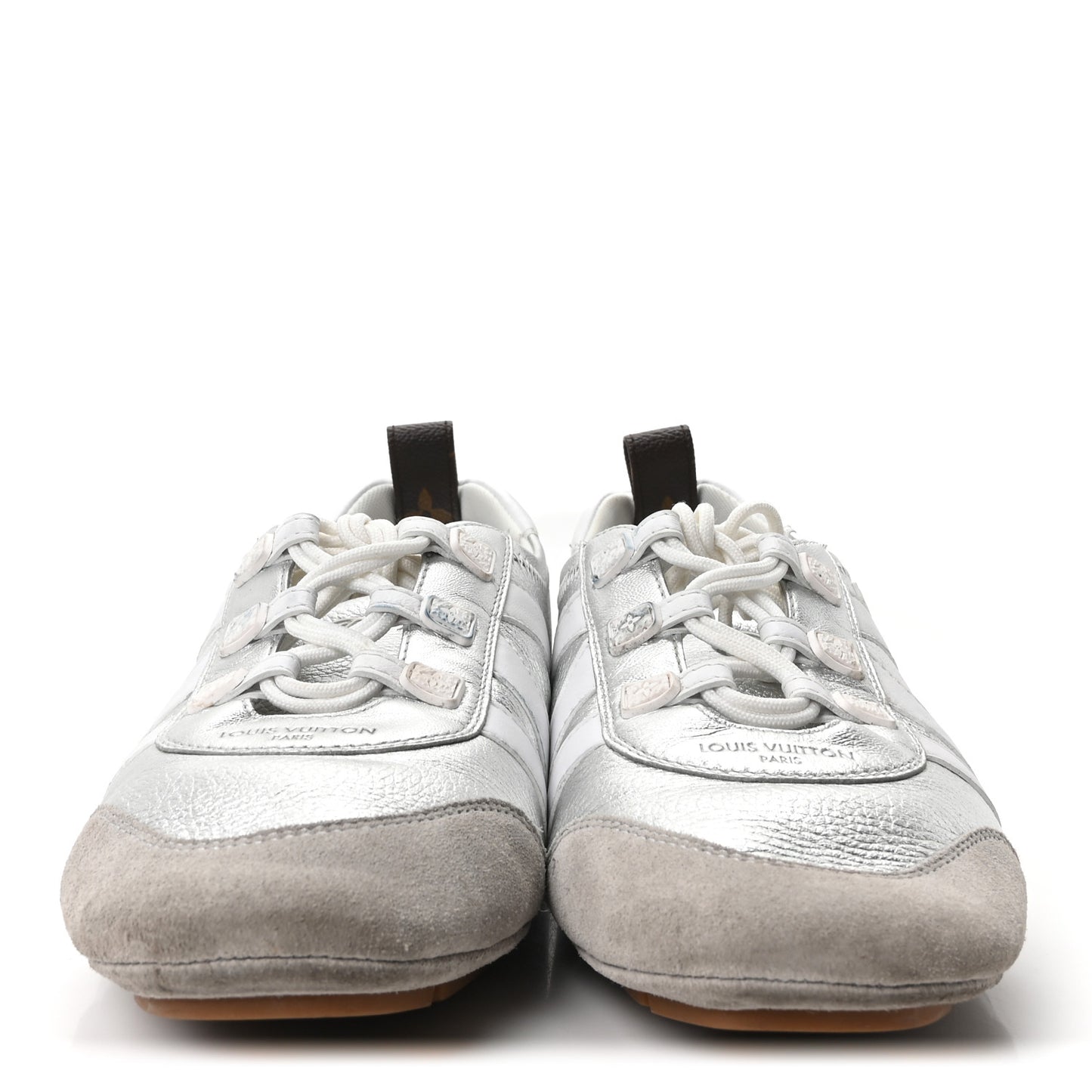 Metallic Grained Calfskin Womens LV Sneakerina 38 Silver