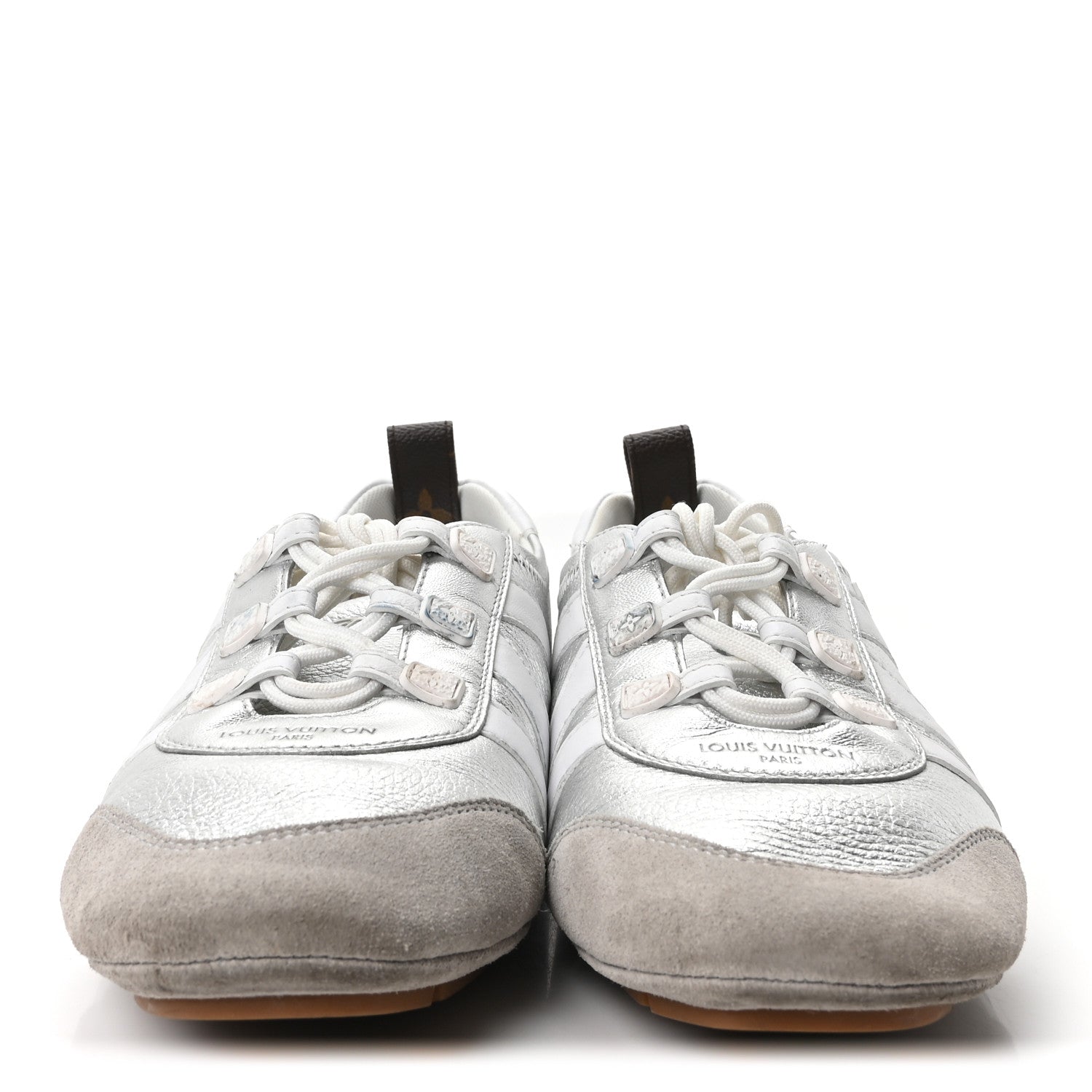 Louis Vuitton Metallic Grained Calfskin Womens LV Sneakerina 38 Silver 3 of 10