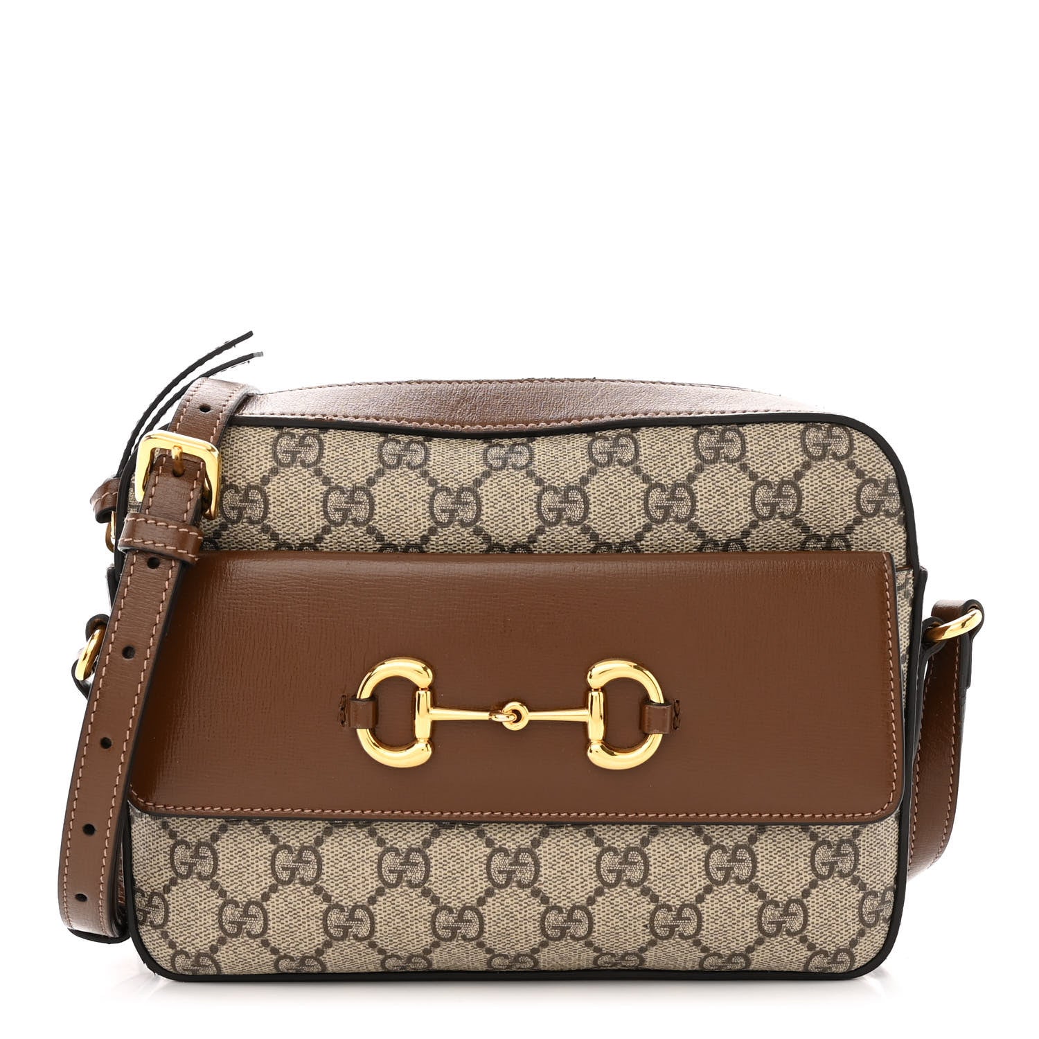 Gucci GG Supreme Monogram Small Horsebit 1955 Shoulder Bag Beige Brown Sugar 1 of 11