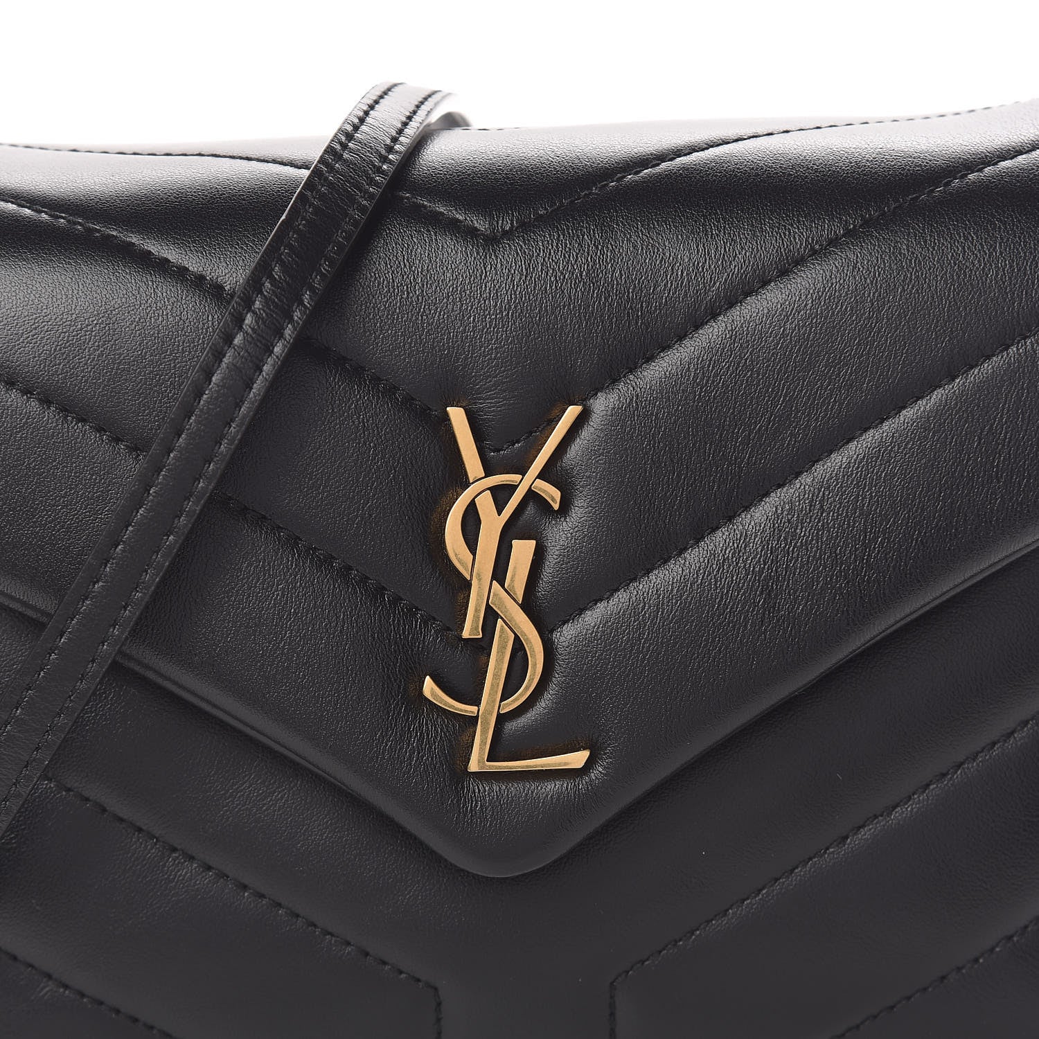 Saint Laurent Calfskin Y Quilted Monogram Toy Loulou Crossbody Bag Black 9 of 12
