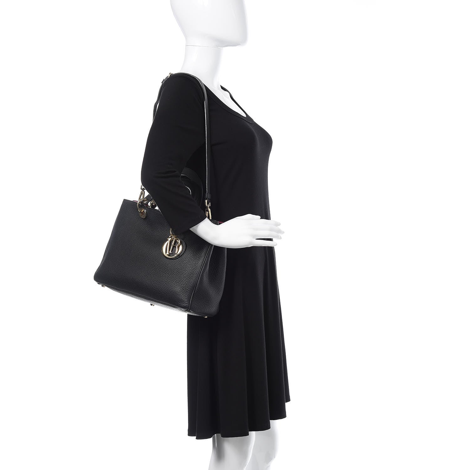Christian Dior Bullcalf Medium Diorissimo Tote Black Rose Indien 2 of 13