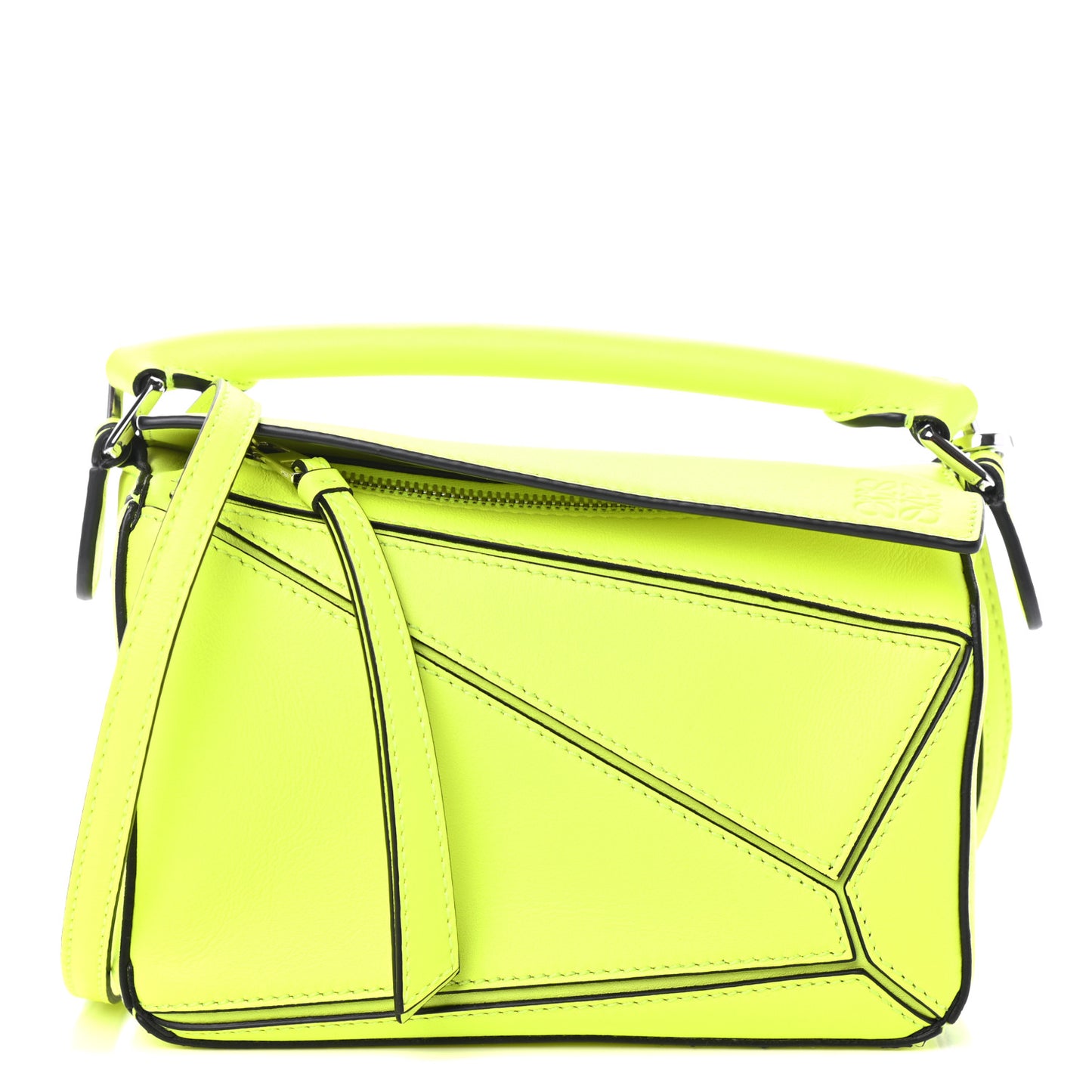 Calfskin Mini Puzzle Bag Neon Yellow