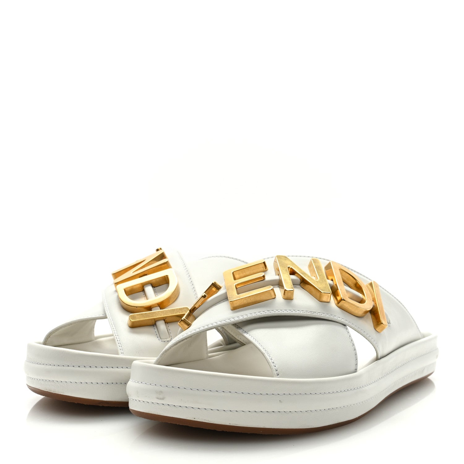 Fendi Vitello Womens Fendigraphy Slide Sandals 40 White Ice 3 of 7