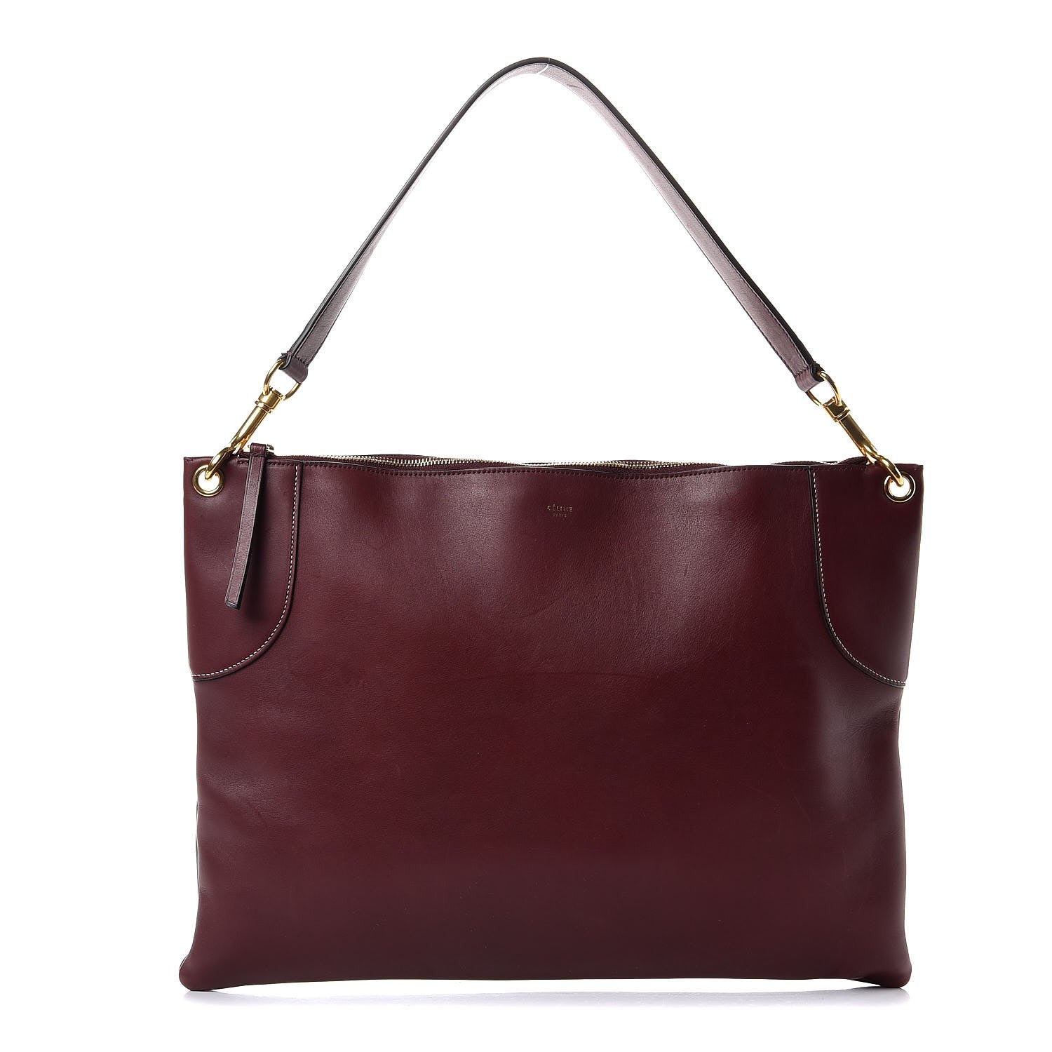 Celine Natural Calfskin Flat Bag Burgundy 1 of 10