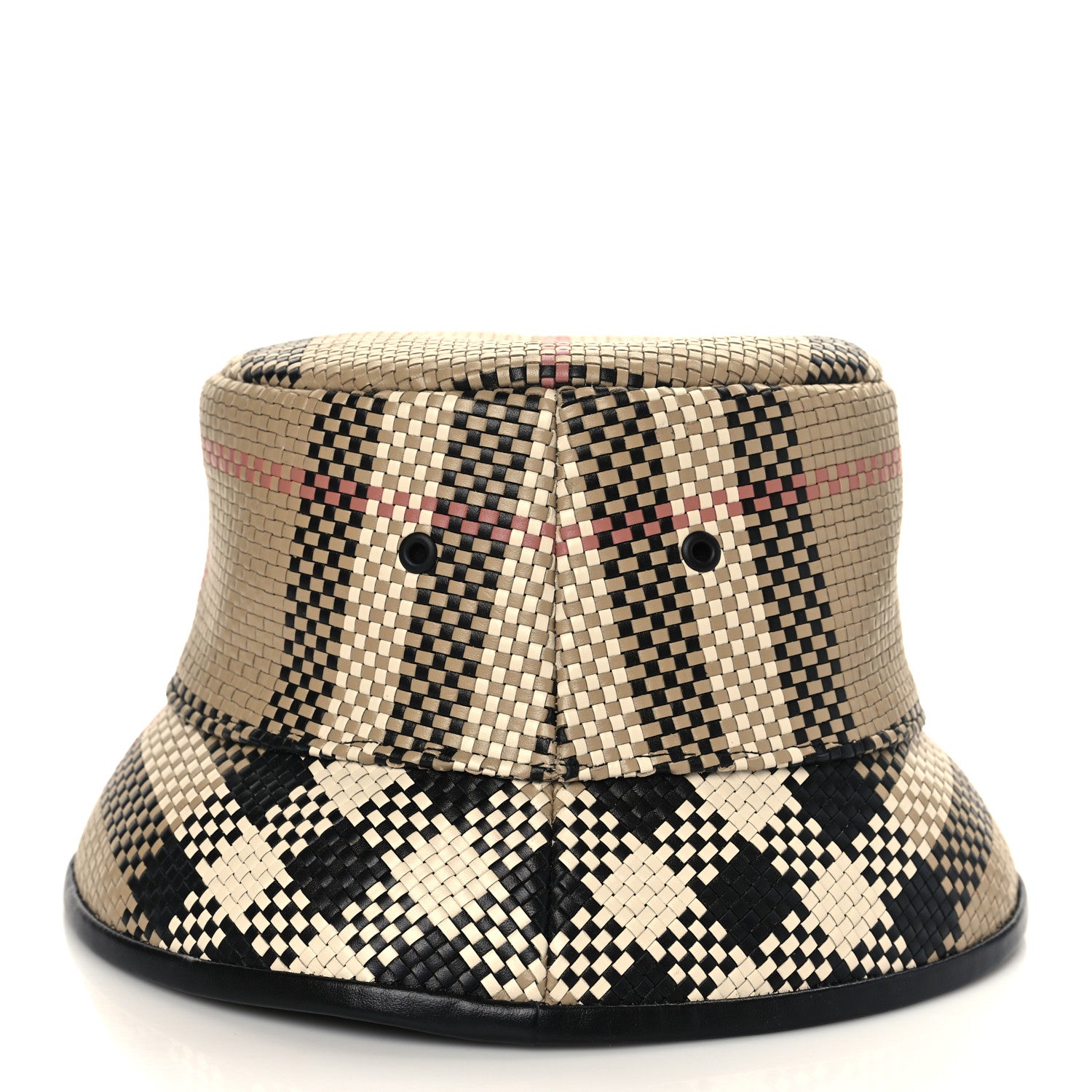 Burberry Calfskin Woven Check Bucket Hat M Archive Beige 4 of 9