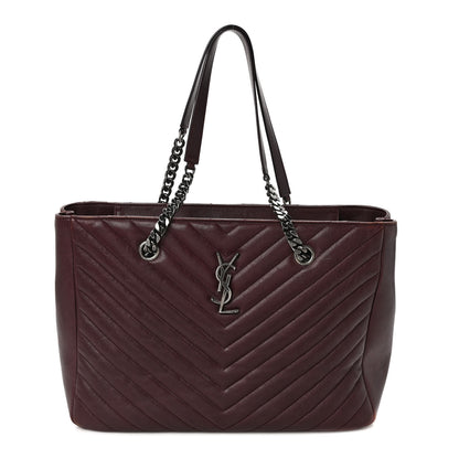 Saint Laurent Sheepskin Matelasse Chevron Large Monogram Shopping Bag Burgundy 1 of 10