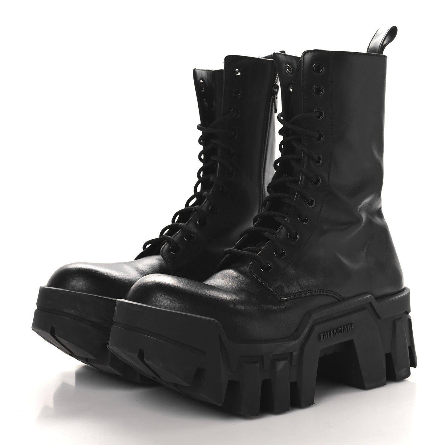 Calfskin Womens Bulldozer Lace Up Boots 38 Black