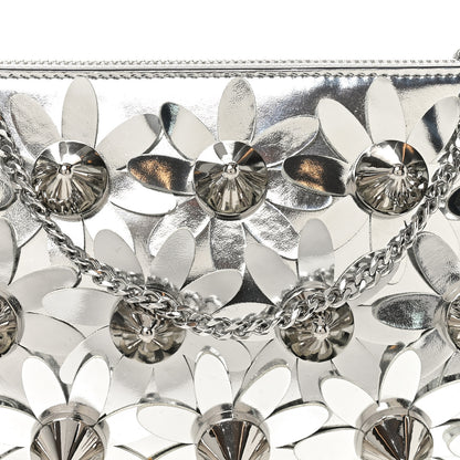 Christian Louboutin Metallic Patent Calfskin Flower Loubila Chain Clutch Silver 7 of 9