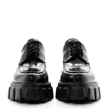 Prada Spazzolato Rois Monolith 55mm Derby Loafers 39 Black 2 of 9