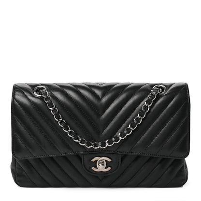 Chanel Lambskin Chevron Quilted Medium Double Flap Black 1 of 8
