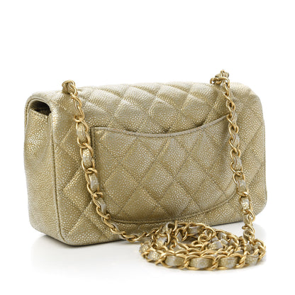 Chanel Metallic Caviar Quilted Mini Rectangular Flap Gold 3 of 11