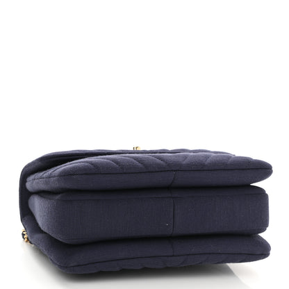 Chanel Jersey Chevron Quilted Small Trendy CC Dual Handle Flap Bag Navy Blue 4 of 10