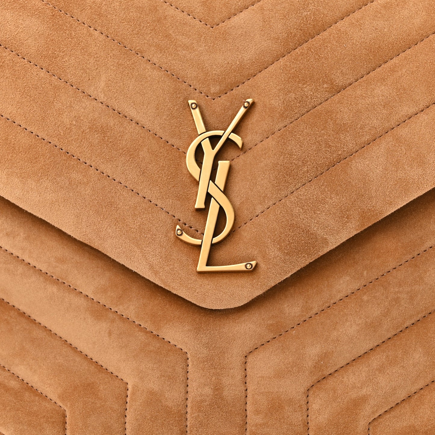 Suede Y Quilted Monogram Medium Loulou Chain Satchel Cinnamon