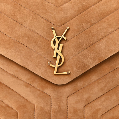 Saint Laurent Suede Y Quilted Monogram Medium Loulou Chain Satchel Cinnamon 7 of 9