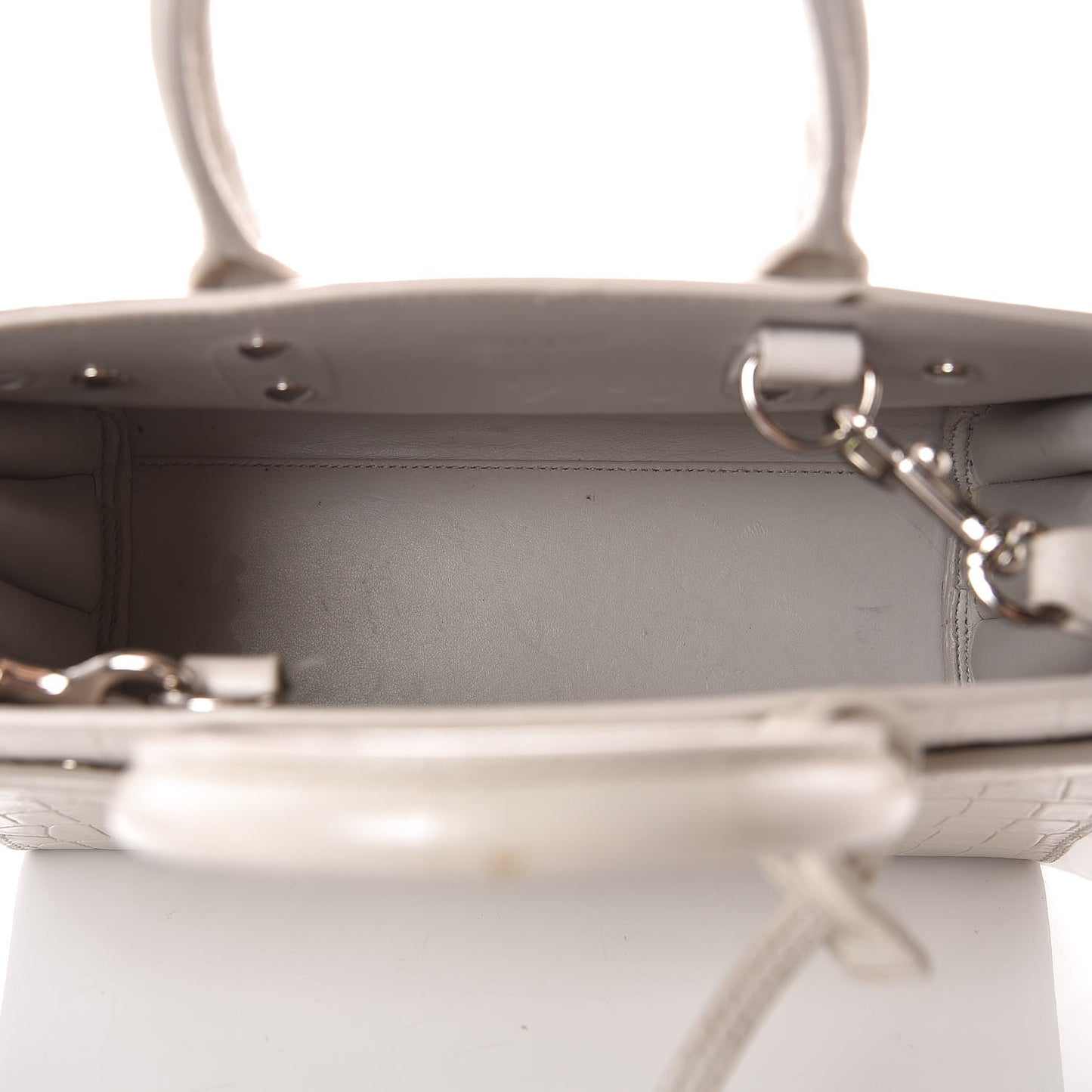 Croc Calfskin Embossed Nano Sac De Jour Cream Souffle