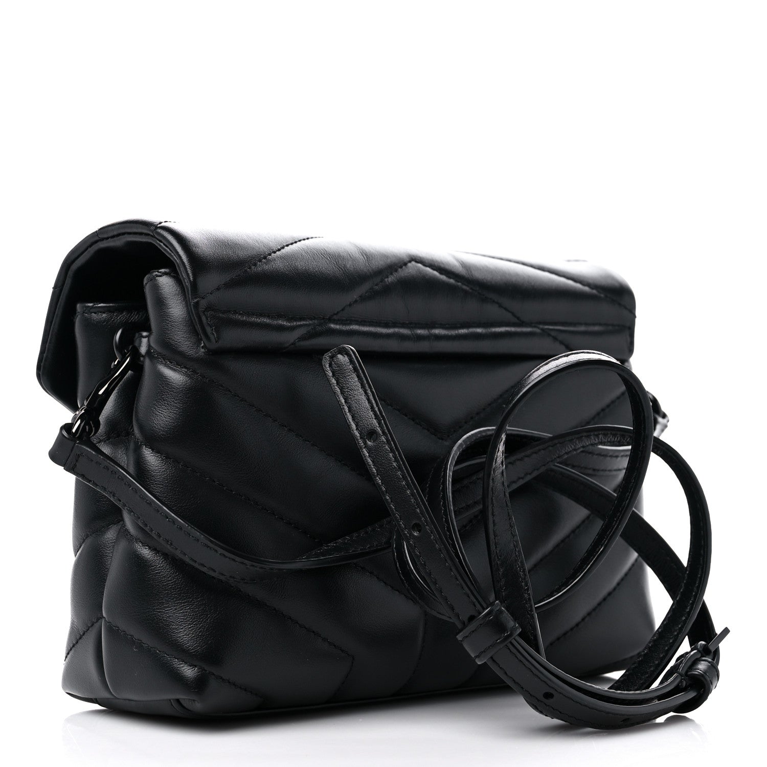 Saint Laurent Calfskin Y Quilted Monogram Monochrome Toy Loulou Crossbody Bag Black 3 of 11