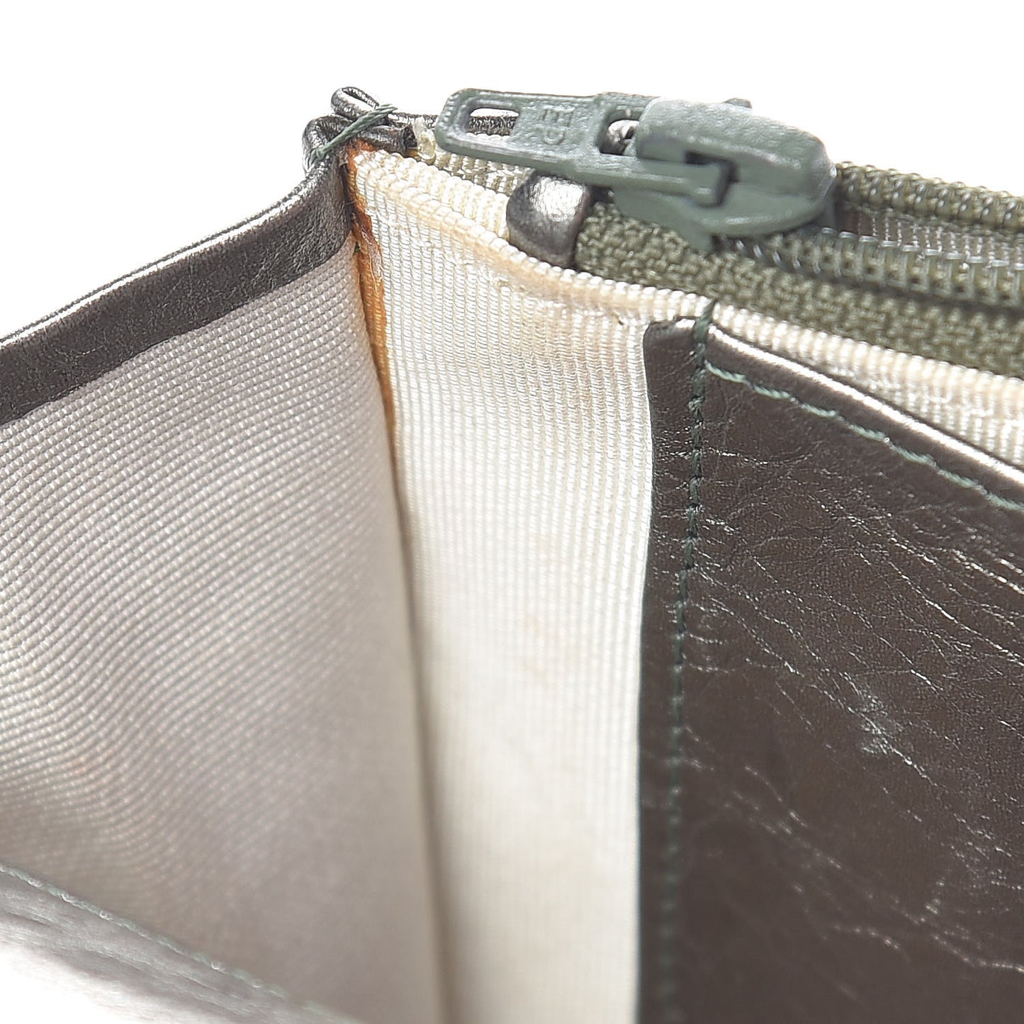 Metallic Aged Calfskin Quilted Reissue Wallet On Chain WOC Green
