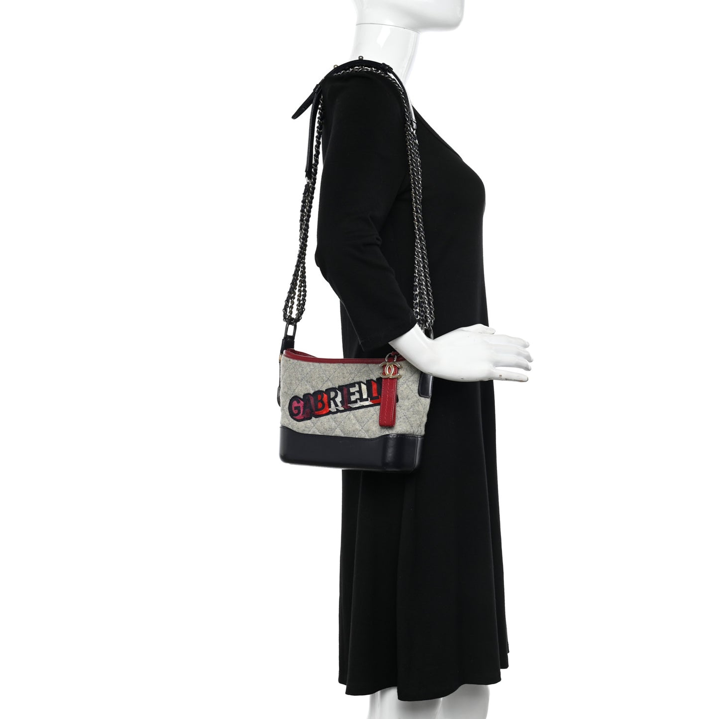 Wool Calfskin Quilted Small Gabrielle Hobo Navy